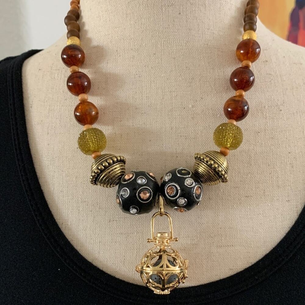 OILNANA one of a kind Handmade beaded‎ necklace.essential oil diffuser pendant